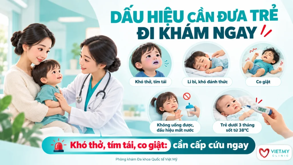 Dấu hiệu cảnh báo nguy hiểm cần đưa trẻ đến cơ sở y tế ngay